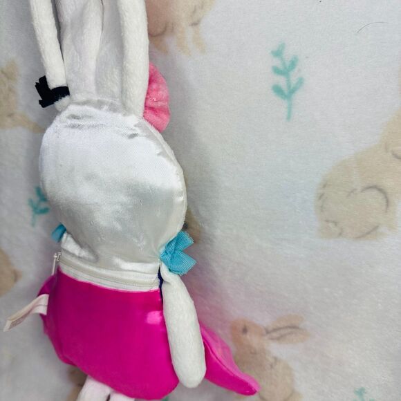 Country Line Bunny Rabbit Plush Zip Purse Easter White Pink Purple - Picture 6 of 10